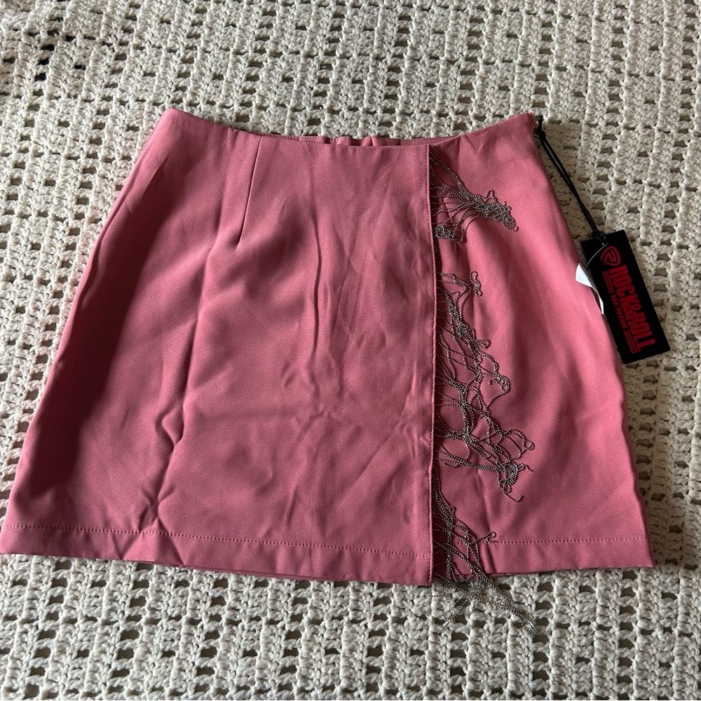 Pink Mini Skirt with fringe